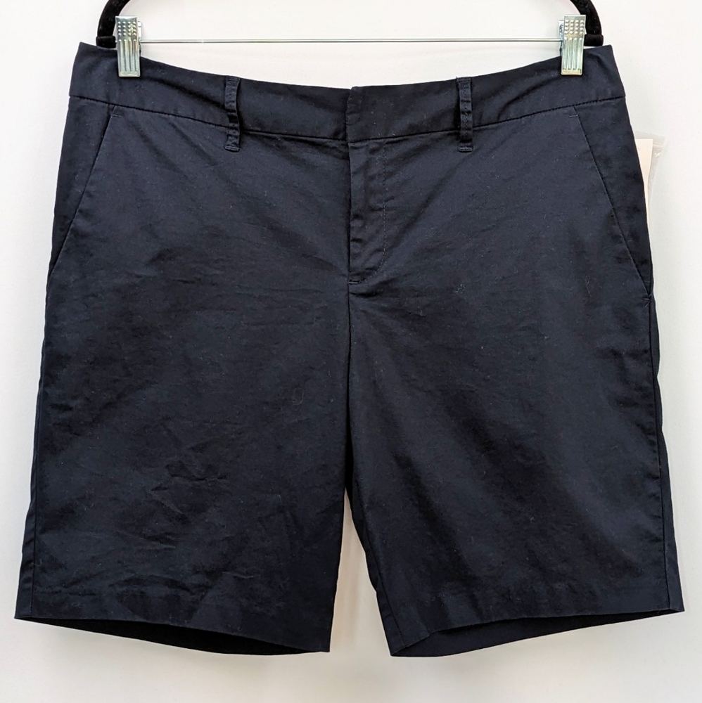 Maison Jules Shorts Chinos Flat Front Navy Blue Cotton Spandex Preppy 12 NWT